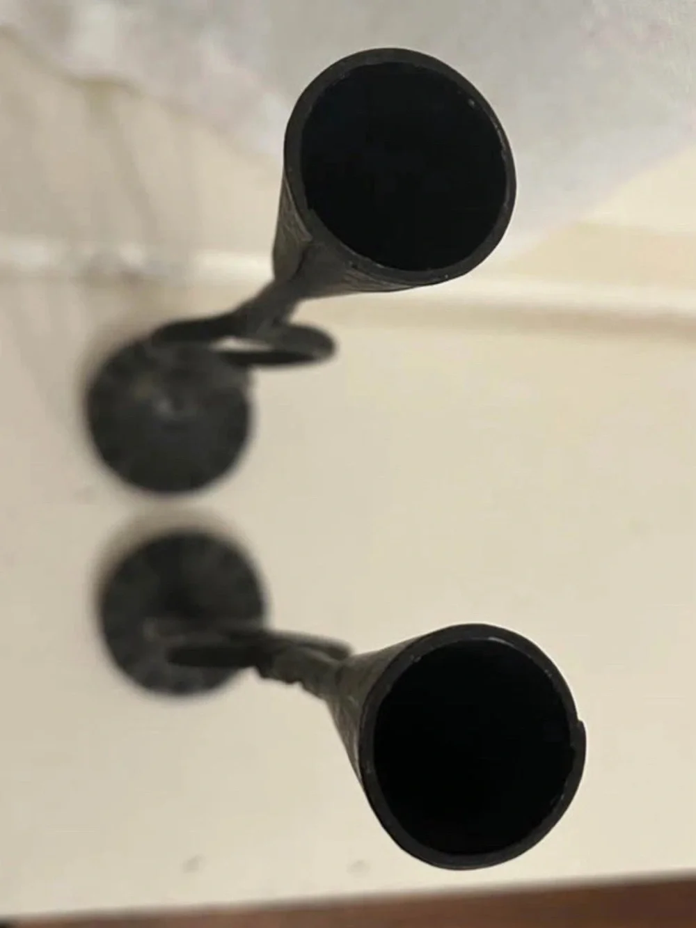 Black Metal Twist Candlestick Holders - Set of 2 Sculptural Accent